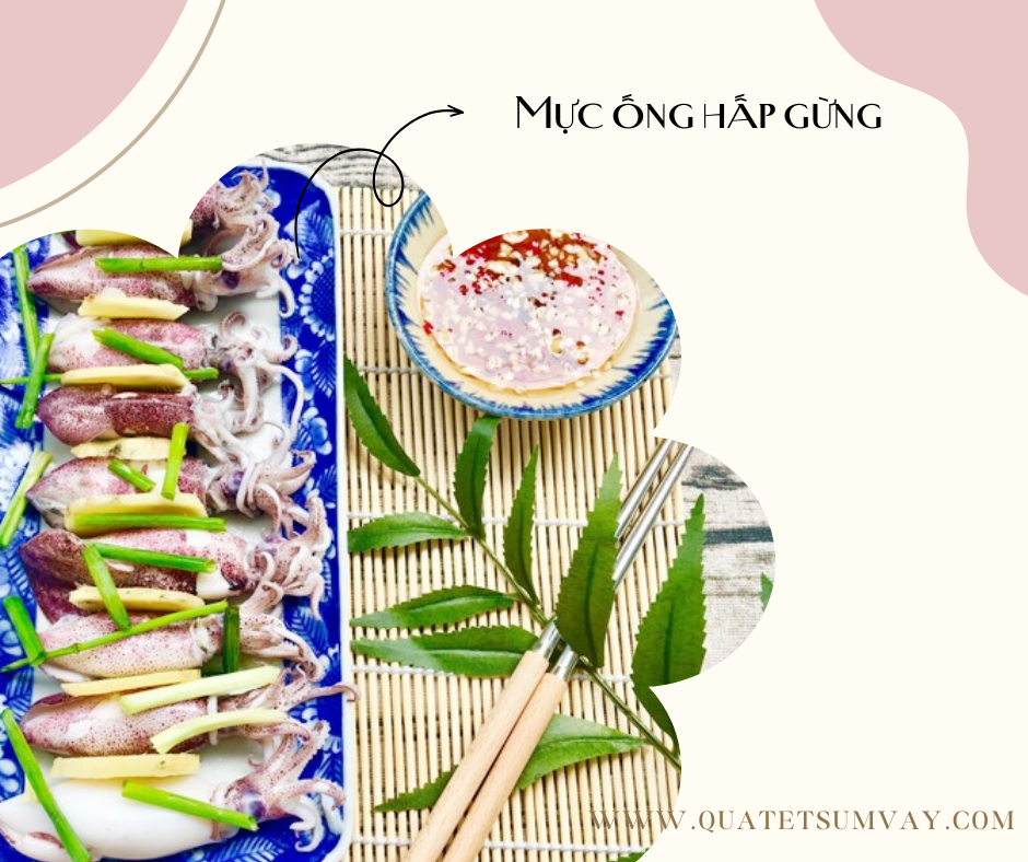 Mực ống hấp gừng.