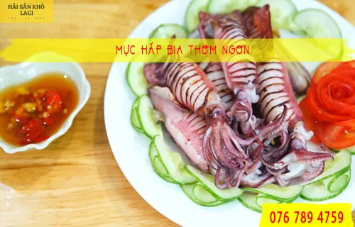 Mực hấp bia
