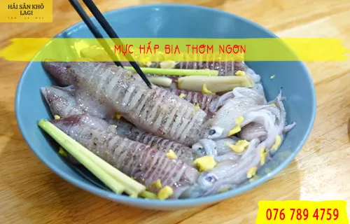 mực hấp bia