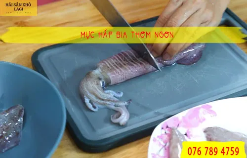 Mực hấp bia