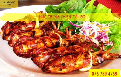 Mực trứng chiên tỏi ớt