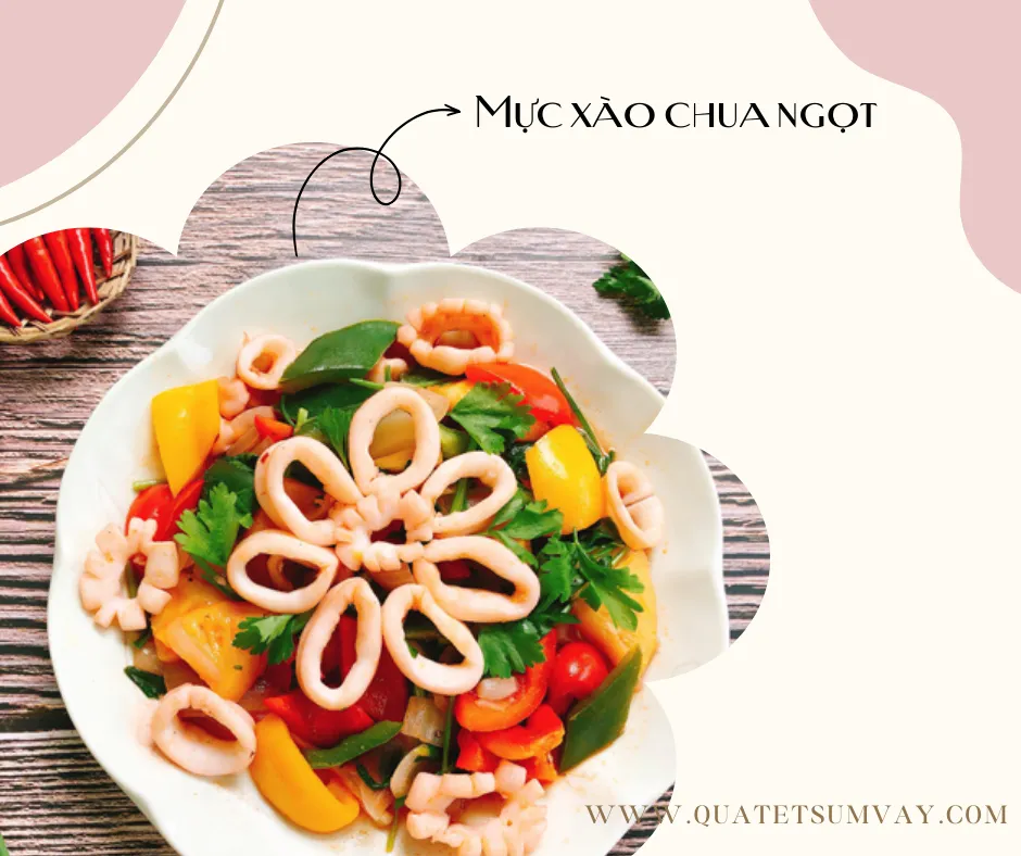 Mực xào chua ngọt.