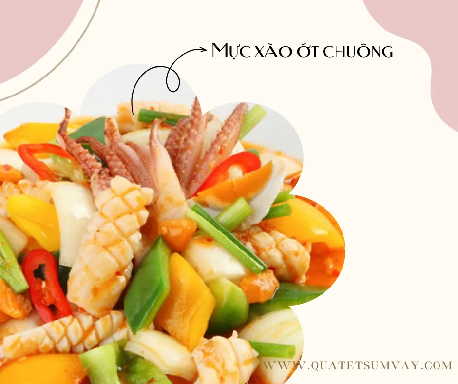 Mực xào ớt chuông.