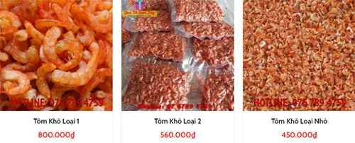Các tôm khô tại shop Quà Tết Sum Vầy
