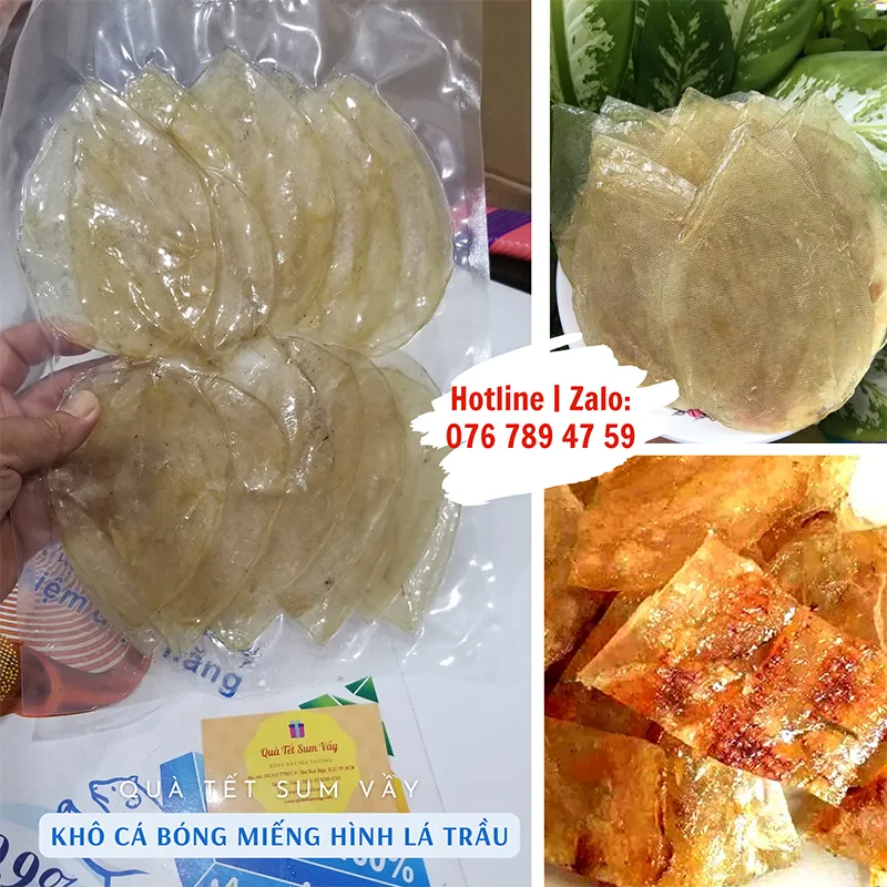Khô cá bóng ép hình lá trầu ngon
